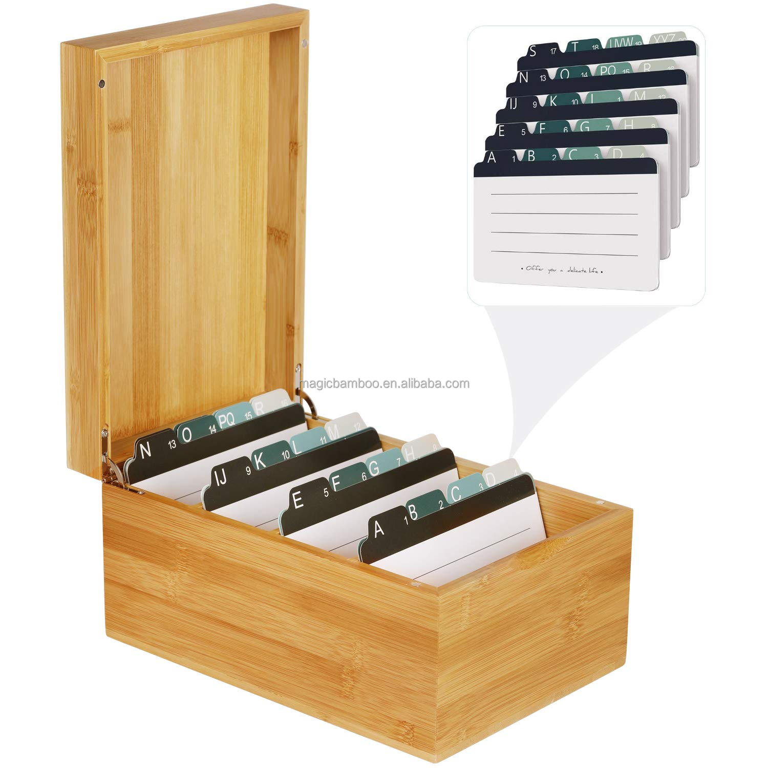 Professional Bamboo Desktop Business Card Holder With Index Cards GLOSSY Load ≤5kg