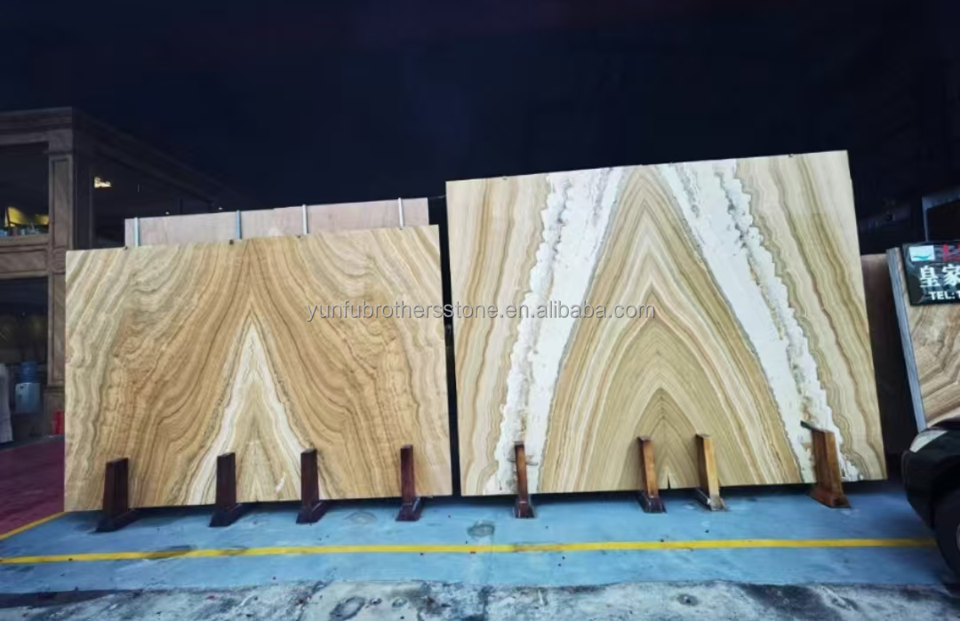 Hot Polished Onyx Big Slab Sheet Book Match for Translucent Stone Veneer Backlit Wall
