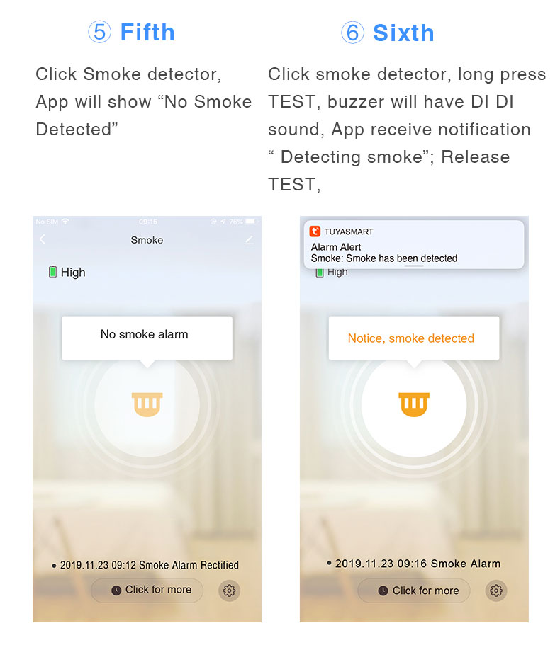Glomarket Wholesale Tuya Smart Smoke Detector Wireless Remote Alarm Household Smoke Sensor OEM Support