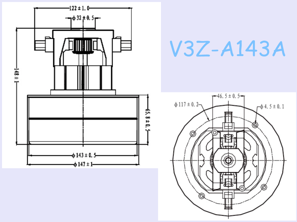 Single Phase 220V 240V 1100W V3Z Vacuum Cleaner Motors