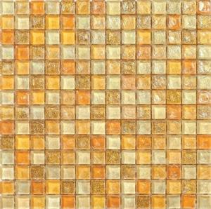 Wholesale shape yellow color water waving glass mosaic tile for entrance from china suppliers