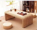 The Cane Makes Up Tea Table Natural Straw Woven Floor Table Natural fiber Window