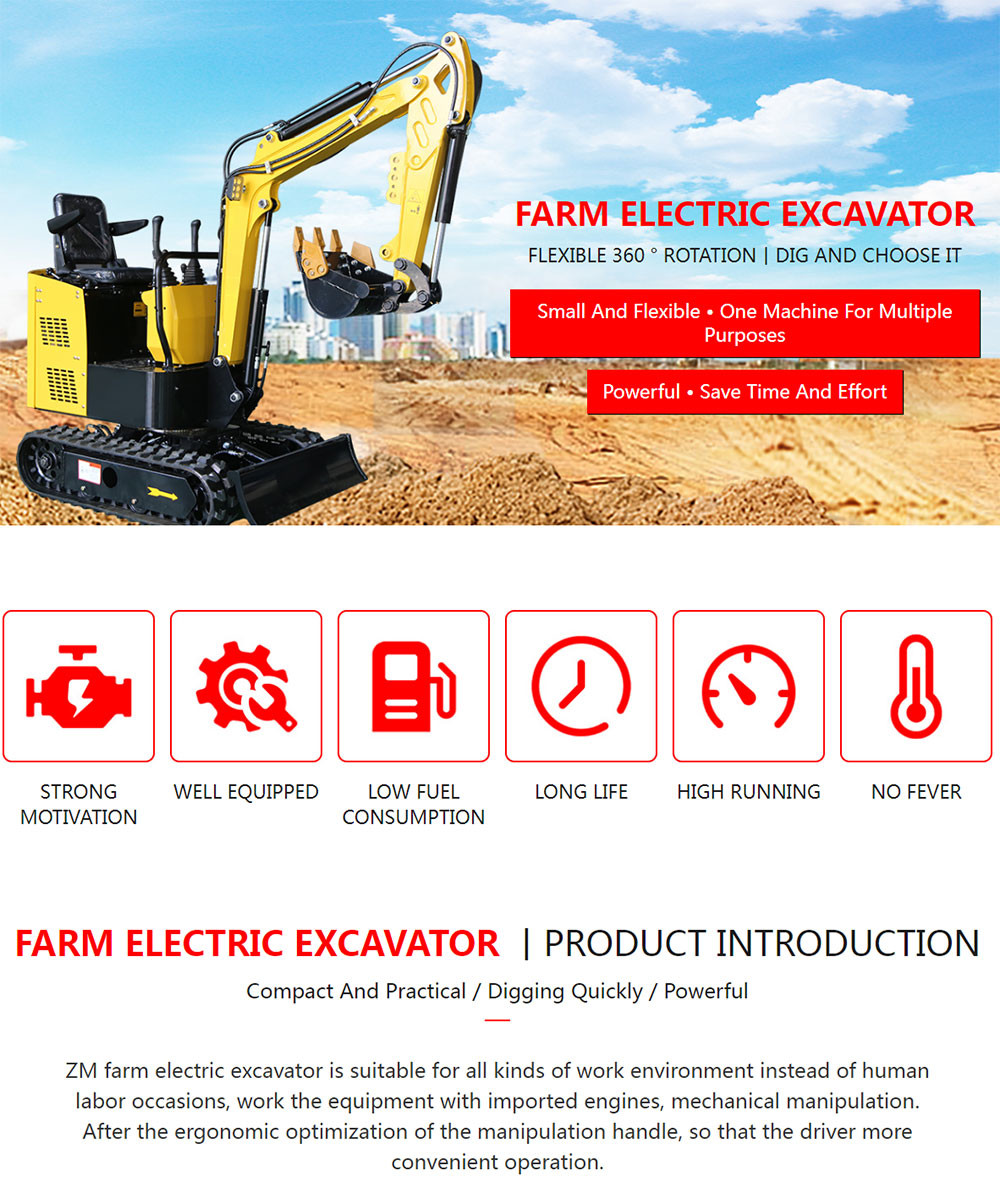 Micro Hook Machine 1Ton/2Ton Electric Mini Excavators Earth-Moving Machinery Small Crawler Digger