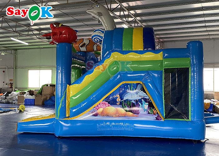 1000D Inflatable Bouncer Air Water Slide Jumping Bouncy Castle Ocean Theme Bounce House Combo With Pool