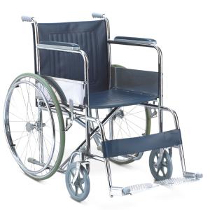 Wholesale Footrest Chrome Basic Folding Wheelchair , Collapsible Wheelchair Lightweight from china suppliers