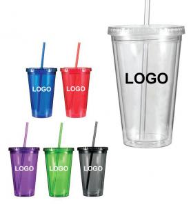 Wholesale Double wall tumbler with straw from china suppliers