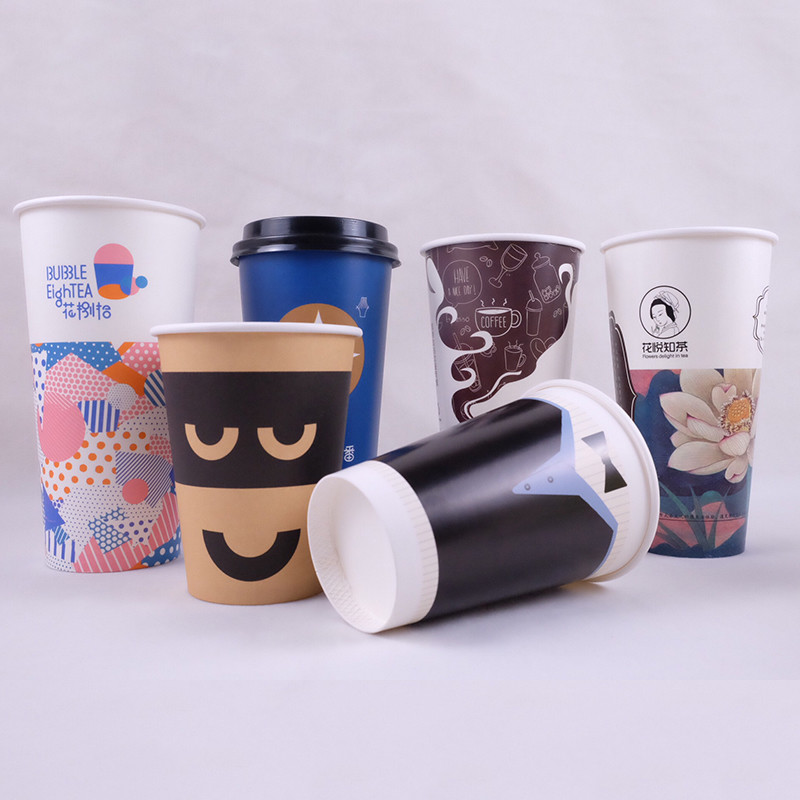 16Oz Disposable Paper Coffee Cup single wall PE coating customized