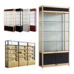Plexi Glass Display Racks For Cosmetics Wooden Cabinet Floor Store Shelves With