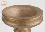 Decorative Frosted Gold Fiberglass Flower Bowls / Floor Vases With Pedestal