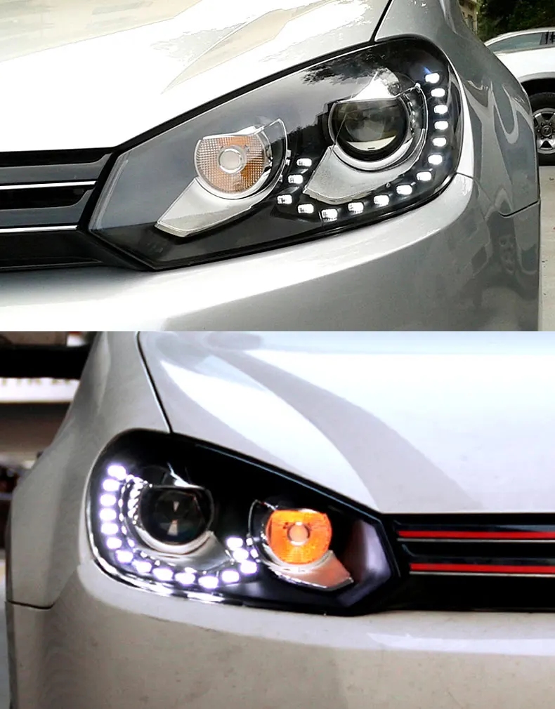 Headlight Assembly For Volkswagen VW Golf 6 Modification 6 Gti R20 Tear Eye DRL LED Front Headlight
