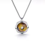 Stainless steel men's tiger eye stone necklace retro pendant titanium steel lock