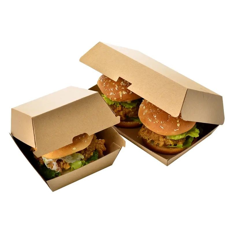 100% Recycled Corrugated Food Packaging Box Paper Hamburger Box Customized Shape