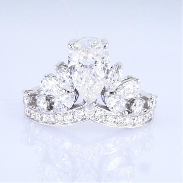 18k Crown Style Lab Grown Diamond Ring Beautiful Women Princess Design White Lab