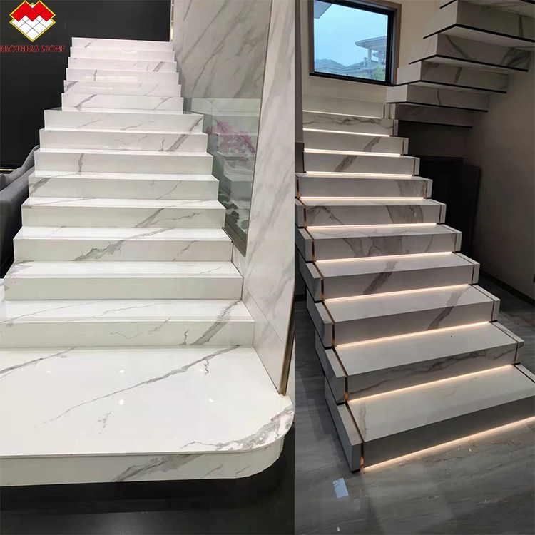 Porcelain Thin Slab Staircase Made in with Customized Polished or Matte Surface Finishing