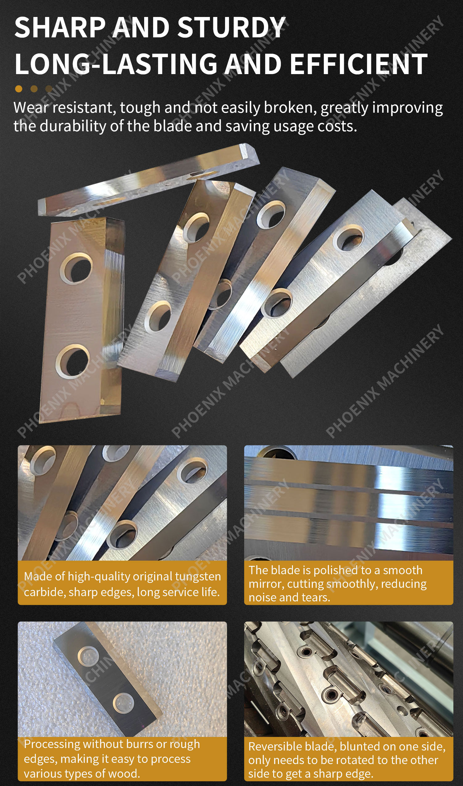 Highly Durable 30x12x1.5 Carbide Inserts for Woodworking Surfacing Helical Planer Head