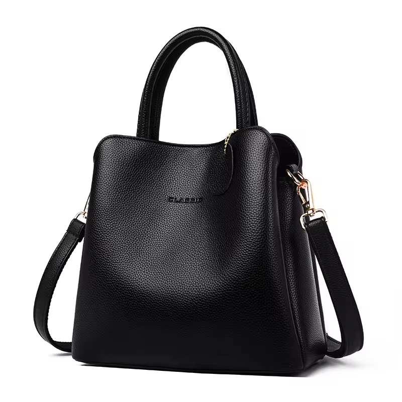 Medium Size Women's Leather Handbag Designer Shoulder Bag with Geometric Pattern