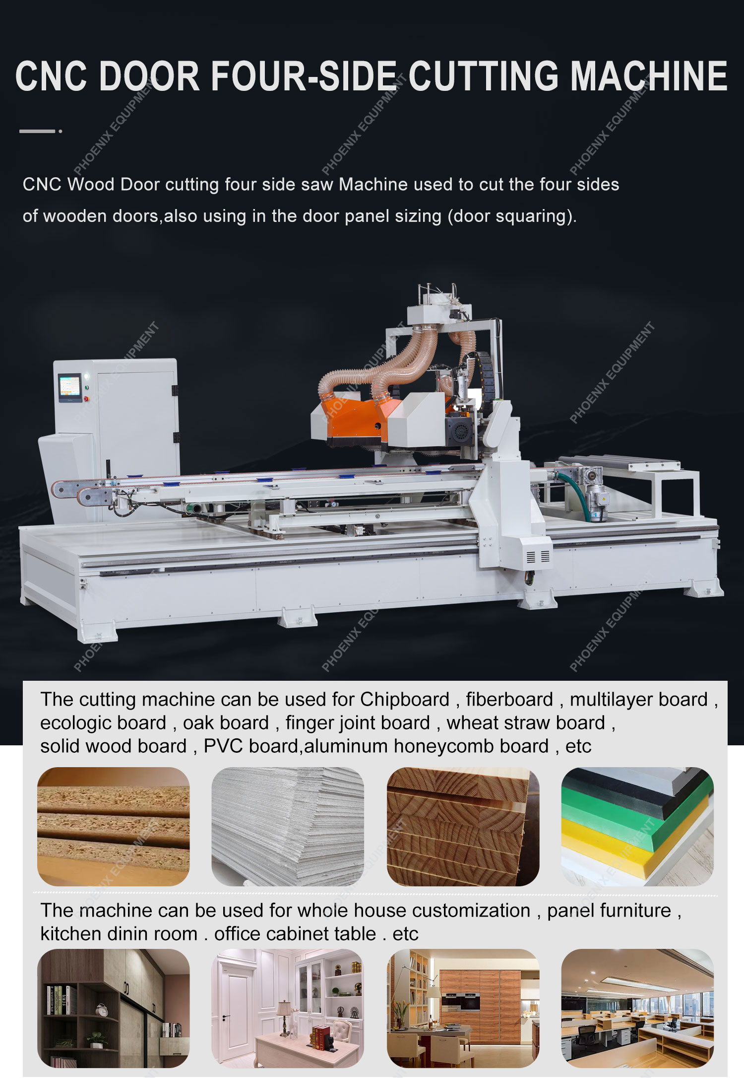 Dust Suction Port 200*1pcs Woodworking MJ-27308 CNC Cutting Machine for Wood Furniture