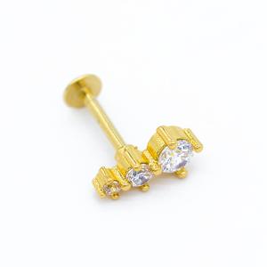 Wholesale 16ga Zircon Gems Labret Piercing Jewelry Gold Lip Stud 316L Stainless Steel from china suppliers