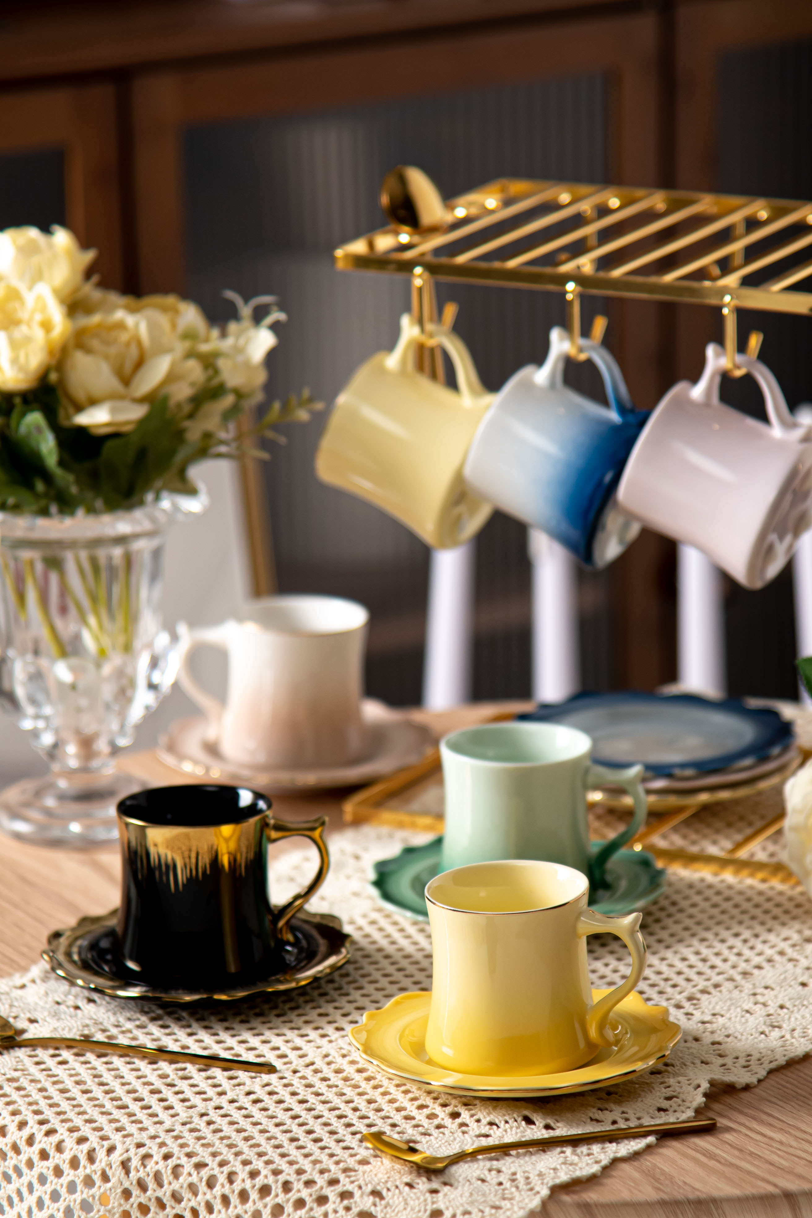 Ceramic Coffee Cups And Saucers Luxury Bulk Tea Cup For Occasion Business Gifts