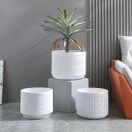 Frost Resistant Patio Fiber Clay Planters Round Shape