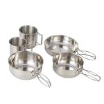 Stainless Steel Camping Outdoor Cookware Mess Kit Set, Folding Cookset Camping