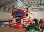 Commercial Outdoor Wide Inflatable Jump House / Fire Truck Bouncer Colourful