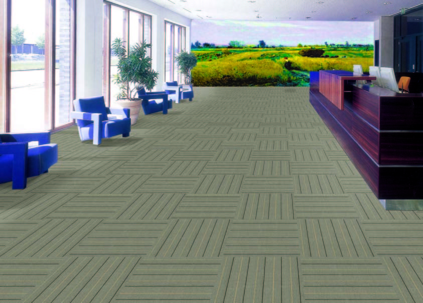 Economics Stripe Industrial Office Carpet Tiles 50cm X 50cm Tile Size