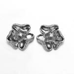 4.6g Lotus Flower Stud Earrings Cubic Zirconia Cuban Link Chain Earrings