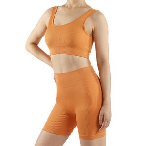 Wholesale OEM Women 2 Piece Outfits Workout Yoga Gym Sports Bra High Waist Biker Shorts from china suppliers