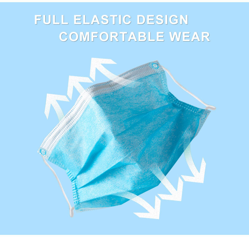 Adult Disposable Non Woven Mask Non Woven Blue Mouth Mask Adjustable Nosepiece