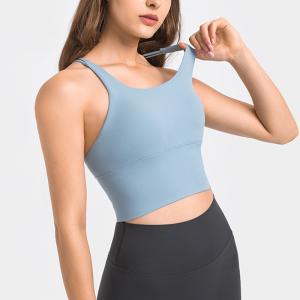 Wholesale Yoga Women's Strappy Sports Bras Criss Back Workout Padded Wireless Yoga Top from china suppliers