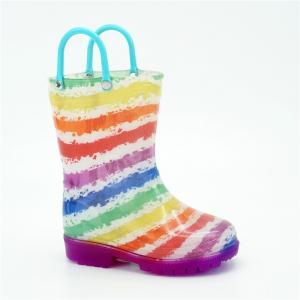China PVC Rainbow Light Up Rain Boots , Reusable Slip Resistant Rubber Boots on sale