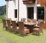 Outdoor furniture dining table and chairs 6 seats garden sets pe rattan modern