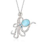 Hawai Jewelry Sea Life Paperclip Link CZ Pendant Necklace In Sterling Silver
