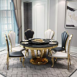 Wholesale Round Dining Room Stainless Steel Marble Tables Customized Color from china suppliers