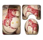 Snowman Christmas Bath Mat Set Anti Skid Restroom Mat Set