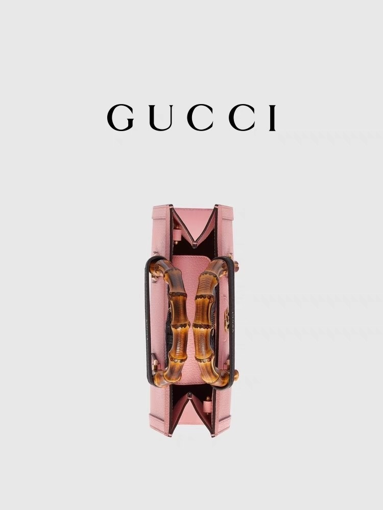 Pink Leather GG Gucci Diana Bamboo Bag Handbag OEM