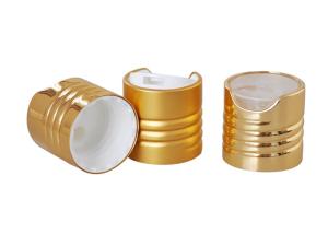 Wholesale Cosmetic Aluminum Shampoo Bottle Cap Ribbed Version 24 / 410 Gold Color from china suppliers