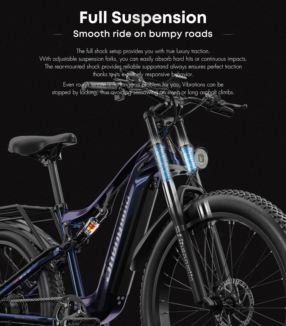 48V 1000W Power MTB Electric Mountain Bike With 17.5ah Lithium Battery Disc Brake