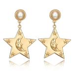 Personality Exaggerated Star Moon Pearl Stud Earring For Woman