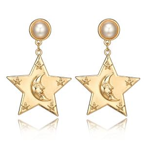 Wholesale Personality Exaggerated Star Moon Pearl Stud Earring For Woman from china suppliers
