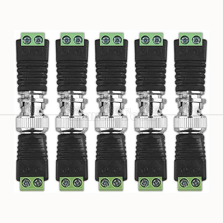 2 Pin Solderless Screw Terminal BNC Male Female Connector Power Adapter for CCTV Camera