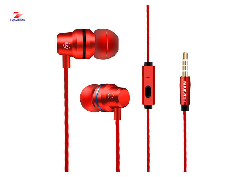 Haozhida small ear buds with mircophone volume control answer calling and ring off earphone with 6 u Speaker Φ10mm