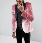 Factory custom high quality mens Super skinny fit peaked lapels velvet blazer