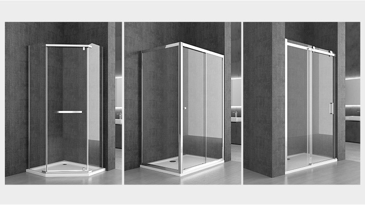 Reversible Frameless Bathroom Shower Room Silver Color Easy Installation