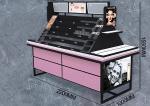 1650mm Pink Counter Cosmetic Display Shelves Mirror Middle Island Showcase