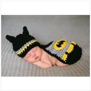 Wholesale black yellow cartoon Batman hat cap handmade newborn baby Photography Prop beanie set Anim from china suppliers