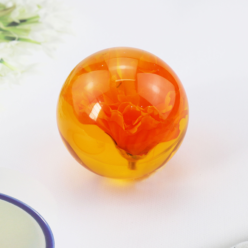Nature Rose Paperweight Logo Customized Resin Flower Ball