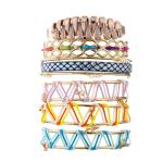 Hand Woven Metallic Color Leather Cuff Bracelets For Women Girl