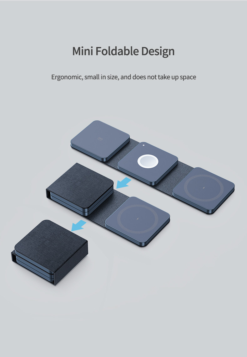 Compact Foldable Wireless Travel Charger with Qi Wireless Charging
